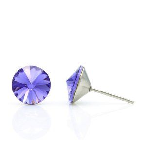 8mm Purple Crystal Studs | Swarovski Crystal Stud Earrings | Sparkly Purple Stud